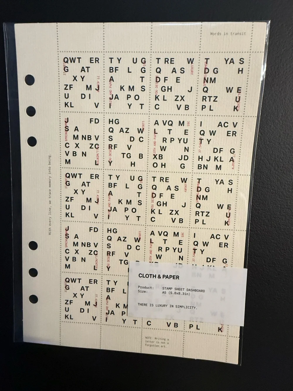 Cloth & Paper Beige Stamp Sheet Dashboard A5